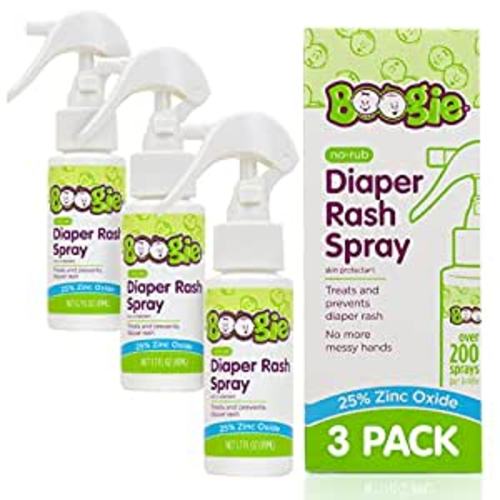 Boogie Diaper Rash Cream Spray for Baby, Travel Friendly No-Rub Touch Free Application for Sensitive Skin, Over 200 Sprays per Bottle, 1.7 oz (Pack of 3)