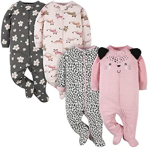 Gerber Baby Girls' 4 Pack Sleep 'N Play Footie