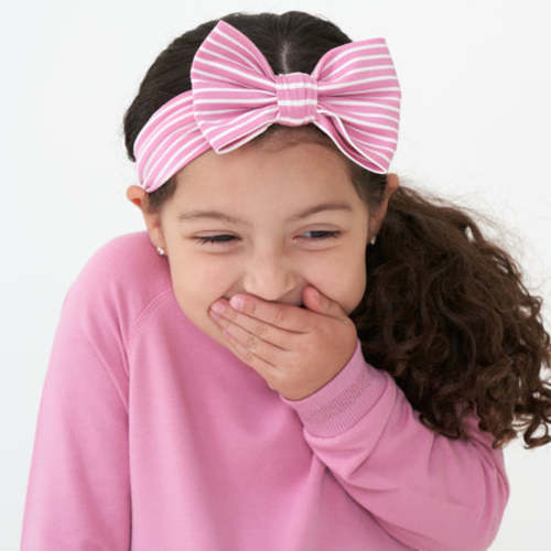 Little Sleepies ™ | Garden Rose Stripes Luxe Bow Headband