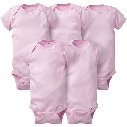 Gerber baby-girls 5-pack Solid Onesies Bodysuits