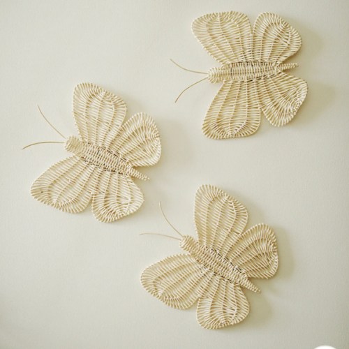 Butterflies Rattan Wall Hanging Set of 3 | 8 inches