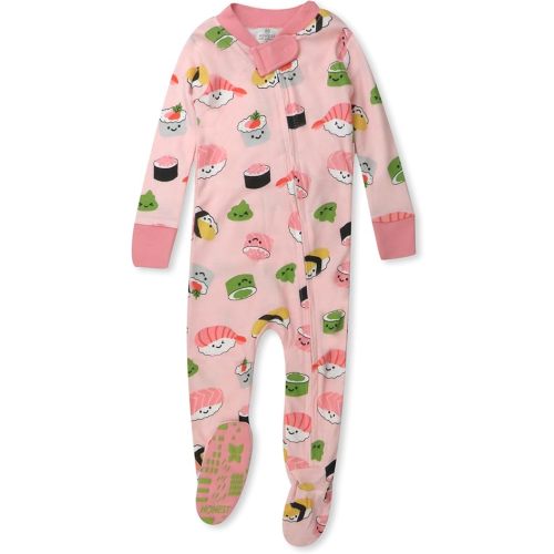 HonestBaby Non-slip Footed Pajamas One-piece Sleeper Zip-front Pjs 100% Organic Cotton for Baby Girls