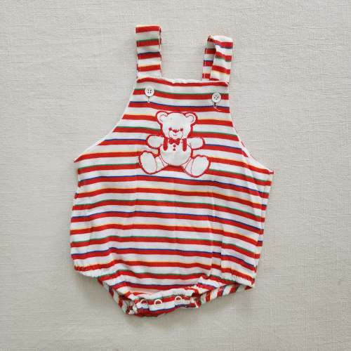 Vintage Bear Striped Romper 3-6 months