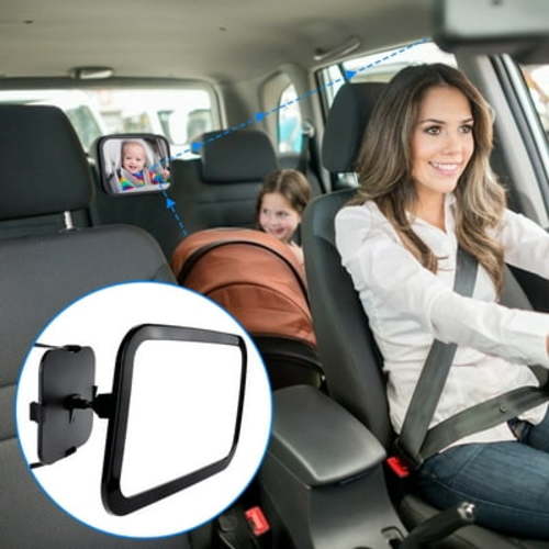 Yialzm Universal Rear Car Seat Baby Mirror with Adjustable Headrest Mount Shatterproof Acrylic Large Rectangle Easy Install No Tools Wide Angle View for Safe Driving Visibility Enhances Rearview