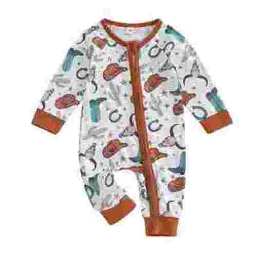 Okbabeha Western Baby Boy Girl Clothes Newborn Cowboy Outfit Fall Highland Cow Jumpsuit Infant Country Cowgirl Romper