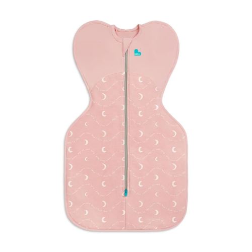 Love to Dream Swaddle Up 1.5T Stretch Cotton Fleece Medium (6-8.5kg) Stage 1, Reduces Startle Reflex, Ideal for Newborns, Comfortable Sleep, Moon & Back, Dusty Pink