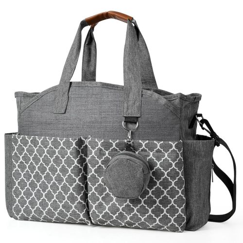 Diaper Bag Tote,Large Diaper Bags,Large Mommy Bag for Hospital,With Pacifier Case,Baby Bags With Shoulder Strap,Travel Diaper Tote,Waterproof Suitable for Parents,Grey