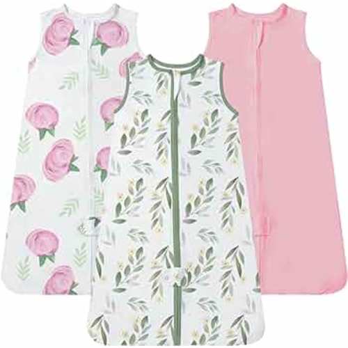 TotAha Baby Girl Sleep Sack 3-6 months 3 Pack, Buttery Soft Wearable Blanket Baby Sleeping Bag with 2-way Safe Zipper