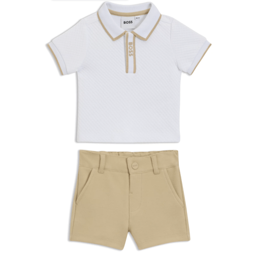 BOSS - Gift-boxed shorts and polo shirt for babies - White