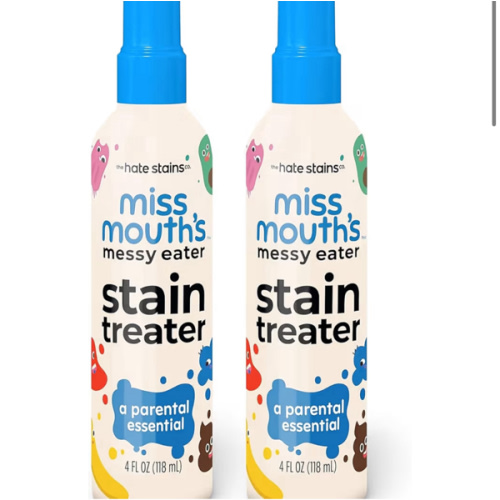 Miss Mouth's Messy Eater Stain Treater Spray - 4oz 2 Pack Stain Remover - Newborn & Baby Essentials - No Dry Cleaning Food, Grease, Coffee Off Laundry, Underwear, Fabric