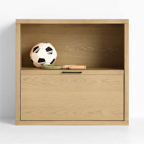 Oliver Modular Natural Oak Wood Kids Bookcase with Drawer