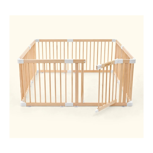 HARPPA Wooden Baby Gate Playpen | Non-Toxic Foldable DIY Adjustable Play Yard for Infants & Toddlers – Natural Finish Baby Fence for Small & Large Spaces
