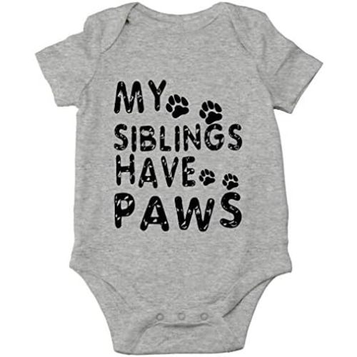 AW Fashions My Siblings Have Paws Baby Bodysuit Cute Newborn Girl Outfits Coming Home Outfit Boy Romper