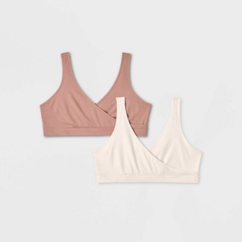 Women's 2pk Seamless Nursing Bra - Auden™ White/Mauve XXL: Removable Padding, Pullover, Knit, Maternity, Solid Pattern