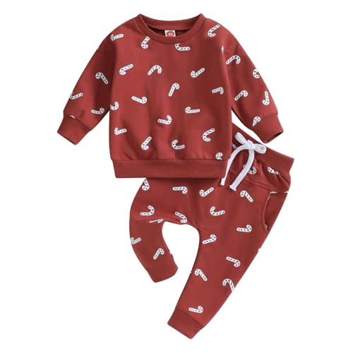 Kupretty Baby Boy Christmas Outfit Toddler Winter Clothes Santa Long Sleeve Crewneck Sweatshirts + Pants Clothing Sets
