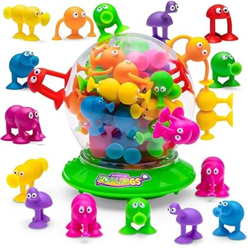 The Original Suction Cup Toys in UFO Container - 35 pcs - Sensory Bin Kids Bath Game