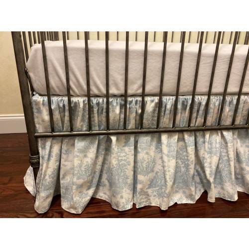 8 Colors Toile Gathered Crib Skirt, Baby Boy, Baby Girl, Gender Neutral Crib Skirt, Choose Your Color