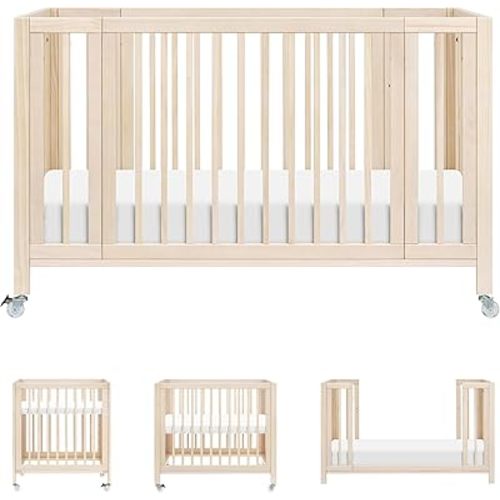 Babyletto Rolli Convertible All-Stages® Bassinet and Full-Size Crib in Washed Natural, Greenguard Gold Certified, Portable & Adjustable with Conversion Kits and Pads Included