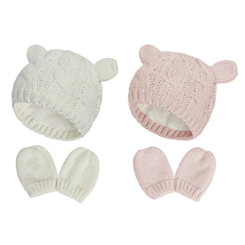 Fynnsure Baby Hat Glove Set Soft Newborn Mittens Baby Girl Boys Knitted Toddler Cap Infant Winter Beanie Mitten Sets