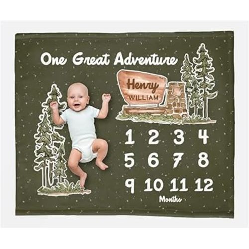 Custom Name National Park Milestone Blanket, Personalized, Unique National Park Themed Baby Blanket Or Large Throw