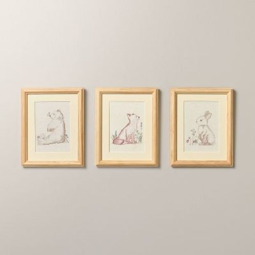 3pk 10"x8" Woodland Animal Framed Wall Art - Hearth & Hand™ with Magnolia