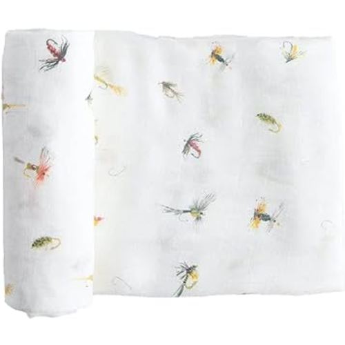 Little Unicorn – Gone Fishing Deluxe Swaddle | Single | 100% Rayon Muslin from Bamboo | Super Soft | Newborns and Infants | Large 47” x 47” | Machine Washable