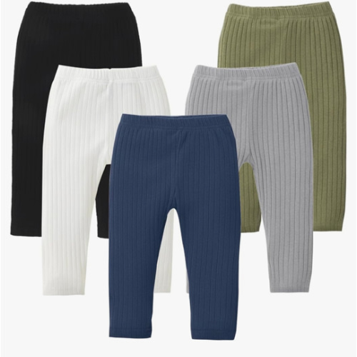 DREAM BUS 5 Pack Toddler Girl Pants Baby Girl Solid Ribbed Pants Toddler Girls Bottoms Leggings Newborn Cotton Jogger