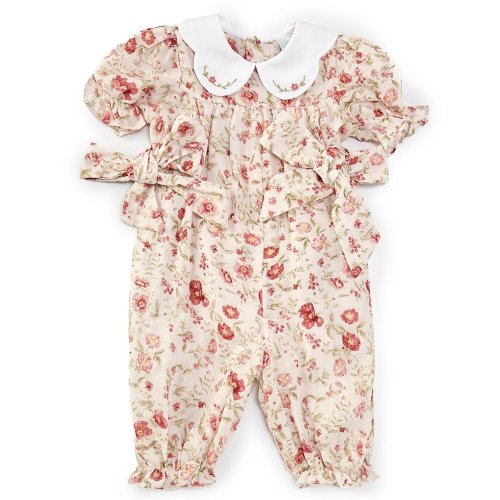 Edgehill Collection Baby Girls 3-24 Months Peter Pan Floral Print Short Sleeve Bow Romper