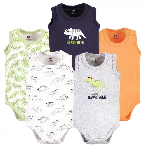 Hudson Baby Infant Boy Cotton Sleeveless Bodysuits, Cool Dinosaurs, 3-6 Months