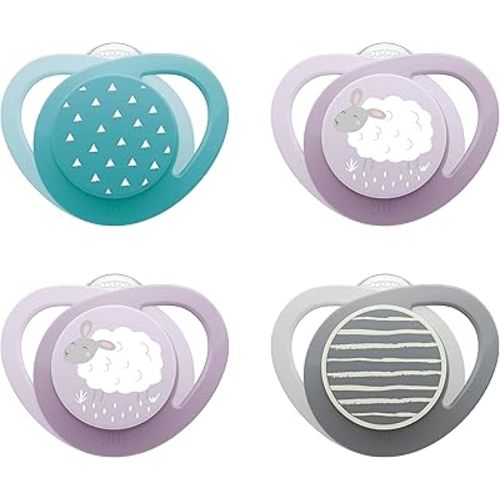 NUK Glow-in-The-Dark Orthodontic Pacifier with Heart-Shaped Shield, BPA-Free, fits 0-6 Months, 4-Pack