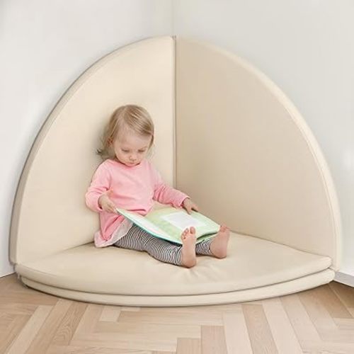 All-Around Play Mat, Modular Vegan Leather Baby Play Mat, Soft & Wipe-Clean Baby Mat for Floor, Foldable Foam Play Mat for Baby, Stylish Crawling Mat for Home School Nursery, Reading Nook, 4-Piece