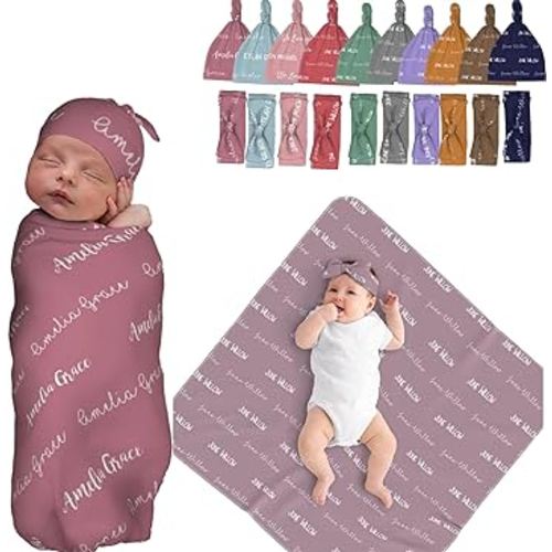 Personalized Baby Boy Swaddle Blanket, Baby Swaddle Wrap, Personalized Baby Girl Swaddle Blanket, Baby Blanket with Name, Baby Swaddle Blanket for Newborn (Names)