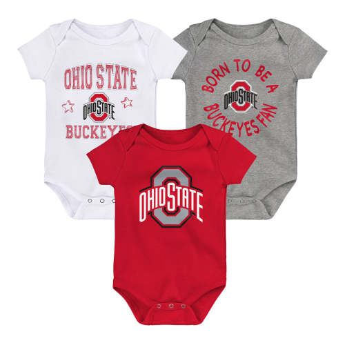 Newborn Ohio State Buckeyes 3-Pack Onesies | Shop OSU Buckeyes