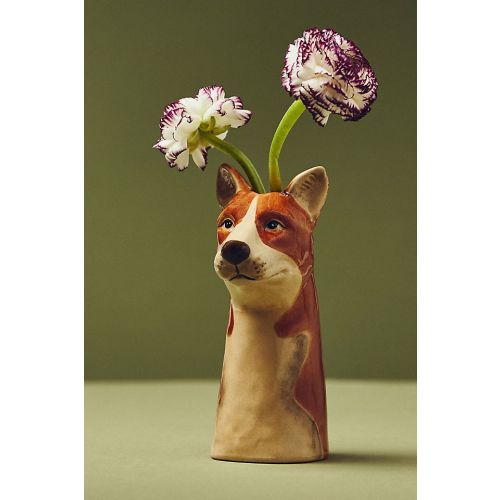 Stoneware Dog Vase