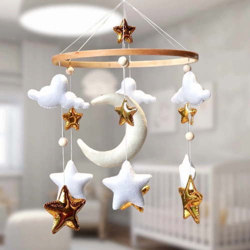 TINITIGIES Starry Night Mobile for Crib – Star and Moon Sky Theme Nursery Decor – Ideal Gift for Baby Nursery