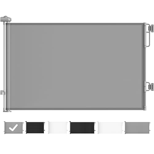 Cumbor Retractable Baby Gates for Stairs, Family & Mom's Choice Awards Winner-Extends up to 55" Wide Mesh Dog Gate for The House, 34" Tall Child Gates for Doorways,Pet Door Indoor & Outdoor, Gray