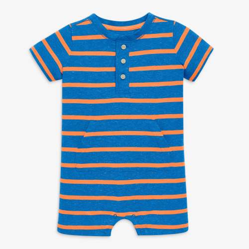 Baby heathered henley shortie in stripe | Primary.com