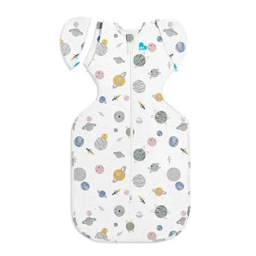 Love to Dream Swaddle Up Transition Swaddle, Patented Zip-Off Wings, Gently Help Baby Transition from Being Swaddled to Arms Free When Showing Signs of Rolling, Lite 0.2 TOG, 13-19 lbs, White Space