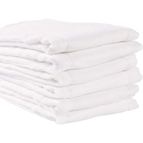 Fasoar Cotton Prefold Cloth Diapers - 100% Unbleached Premium Cotton, 6 Ply Baby Washable Diapers for Babies to Toddlers Multi-Use (10-35 lbs)(6ply 6 Count 01)