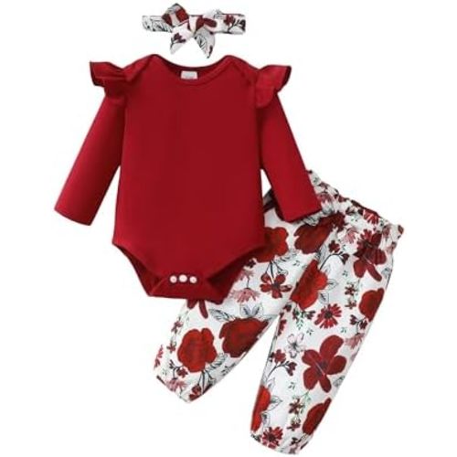 Infant Baby Girl Clothes Newborn Girl Outfit Long Sleeve Romper Pants Set Cute Baby Clothes for Girls Fall/Winter