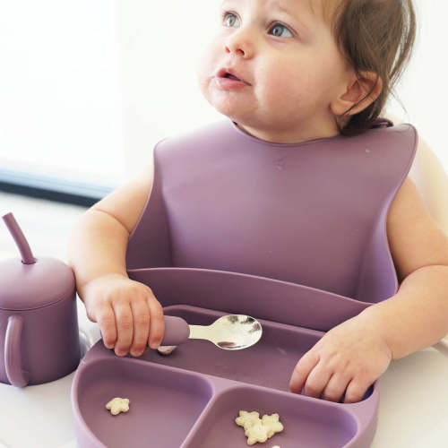 Silicone Baby Bib 3pc Set | Purple Ombre
