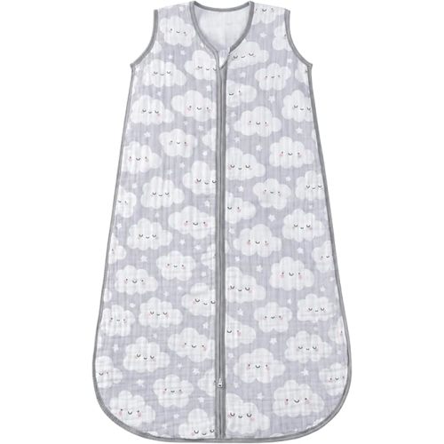 TADO MUSLIN Baby Sleep Sack 2-4 T Baby Wearable Blanket 100% Organic Cotton 0.5 TOG Toddler Sleep Sacks 2- Way Zipper Soft 4 Layers Muslin 2T 3T 4T Cloud