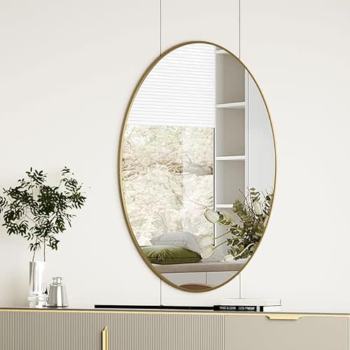 Gold Oval Mirror, 20"x28"