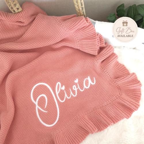 Personalized Embroidered Cotton Baby Blanket, OEKO-TEX Certified