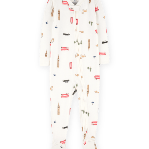 Ivory Baby London Print PurelySoft Footie 1-Piece Pyjamas - Ivory | Carter’s Oshkosh Canada