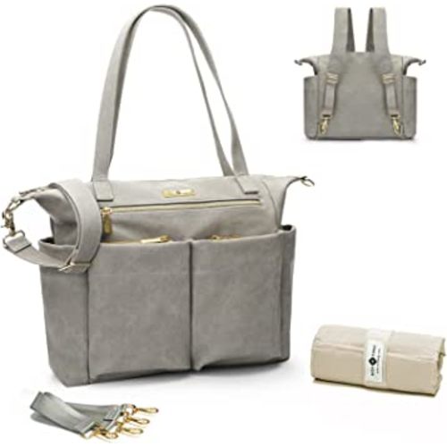 miss fong Diaper Bag Tote Baby Bag Leather Diaper Bag Backpack Large Diaper Tote Bag for girls & boys Diaper Bag Purse with 11 Diaper Bag Organizer,Changing Pad, Stroller Straps,4 Insulated Pockets