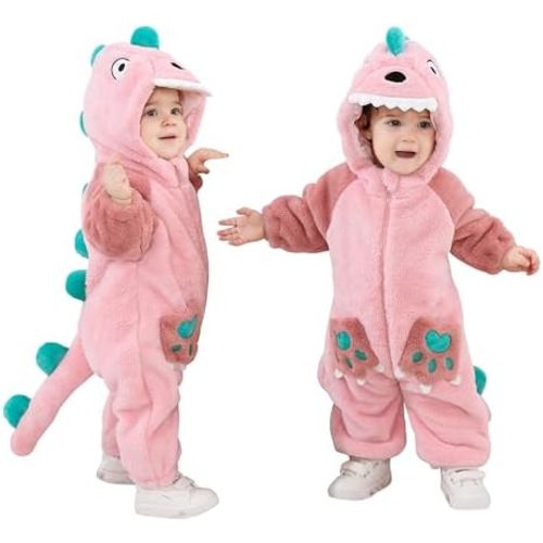 TONWHAR Kids' And Toddlers' Infant Tiger Dinosaur Animal Fancy Dress Costume Outfit Hooded Romper Jumpsuit