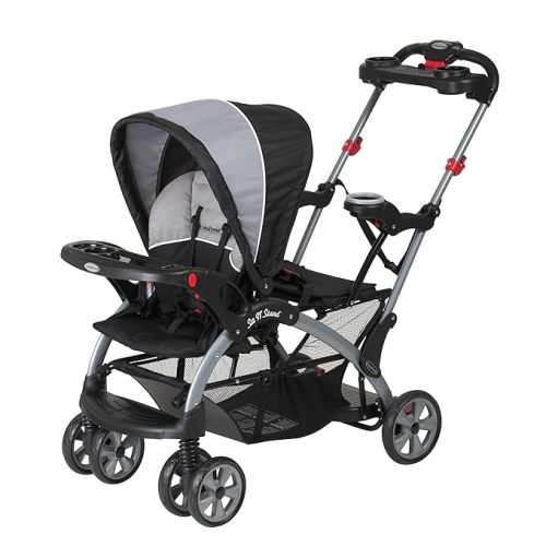 Baby Trend Sit N' Stand Children Kids Lightweight Foldable Portable Dual Front and Back Seat Ultra Stroller with Parent and Child Tray, Phantom