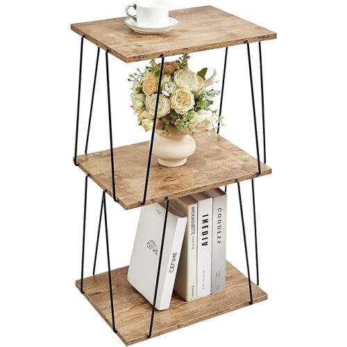 Tall Side Table, Small End Table, 29 inch High Entryway Table, Bedside Table for Living Room, Bedroom and Office, Greige & Black