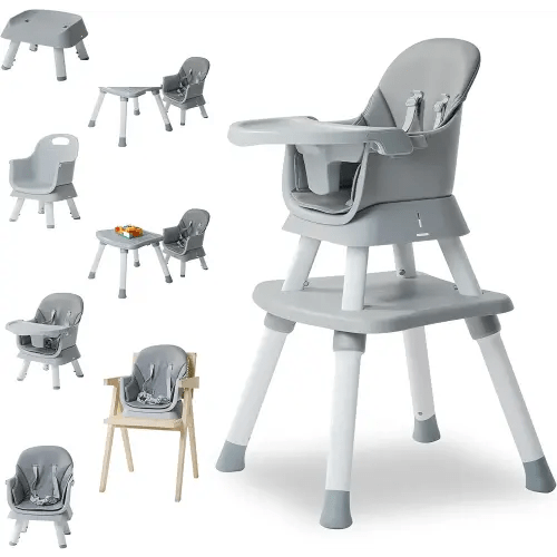 8 in 1 Highchairs for Babies and Toddlers,Nookbeya Baby High Chair Convertible High Chair for Baby,Kids Learning Table,Building Block Table,Kids Stool Table Chair Set with Removable Tray(Grey)